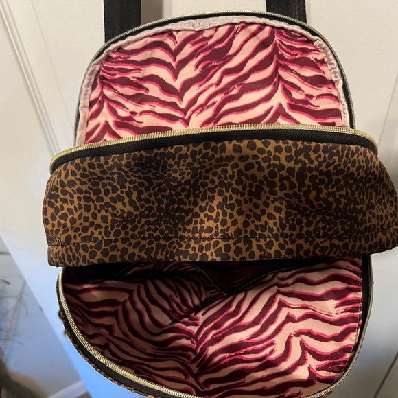 Stella & Dot You Do You- back pack, animal print, black & Tan, Pink  inside main image 2